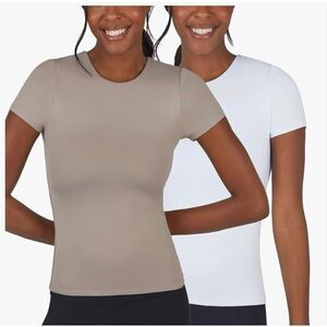 90 Degree By Reflex Women's Short Sleeve Tee - Taupe & White